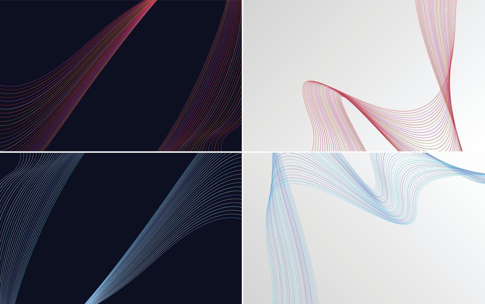 Modern wave curve abstract vector background pack for a contemporary and clean design