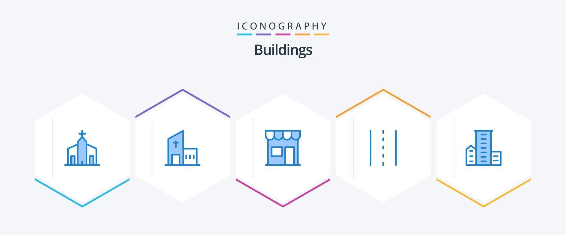 Buildings 25 Blue icon pack including lines. driveway. modern. shop. marketplace vector