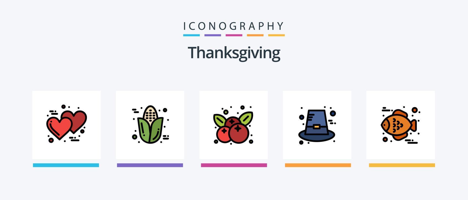 Thanksgiving Line Filled 5 Icon Pack Including thankful. note. autumn. thanksgiving. fish. Creative Icons Design vector