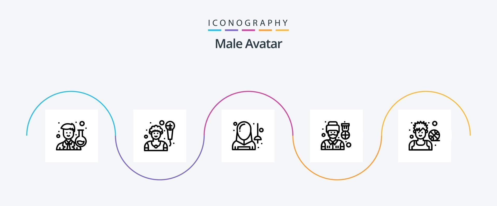paquete de iconos de línea 5 de avatar masculino que incluye avatar. hombre. avatar. soldado. conductor vector