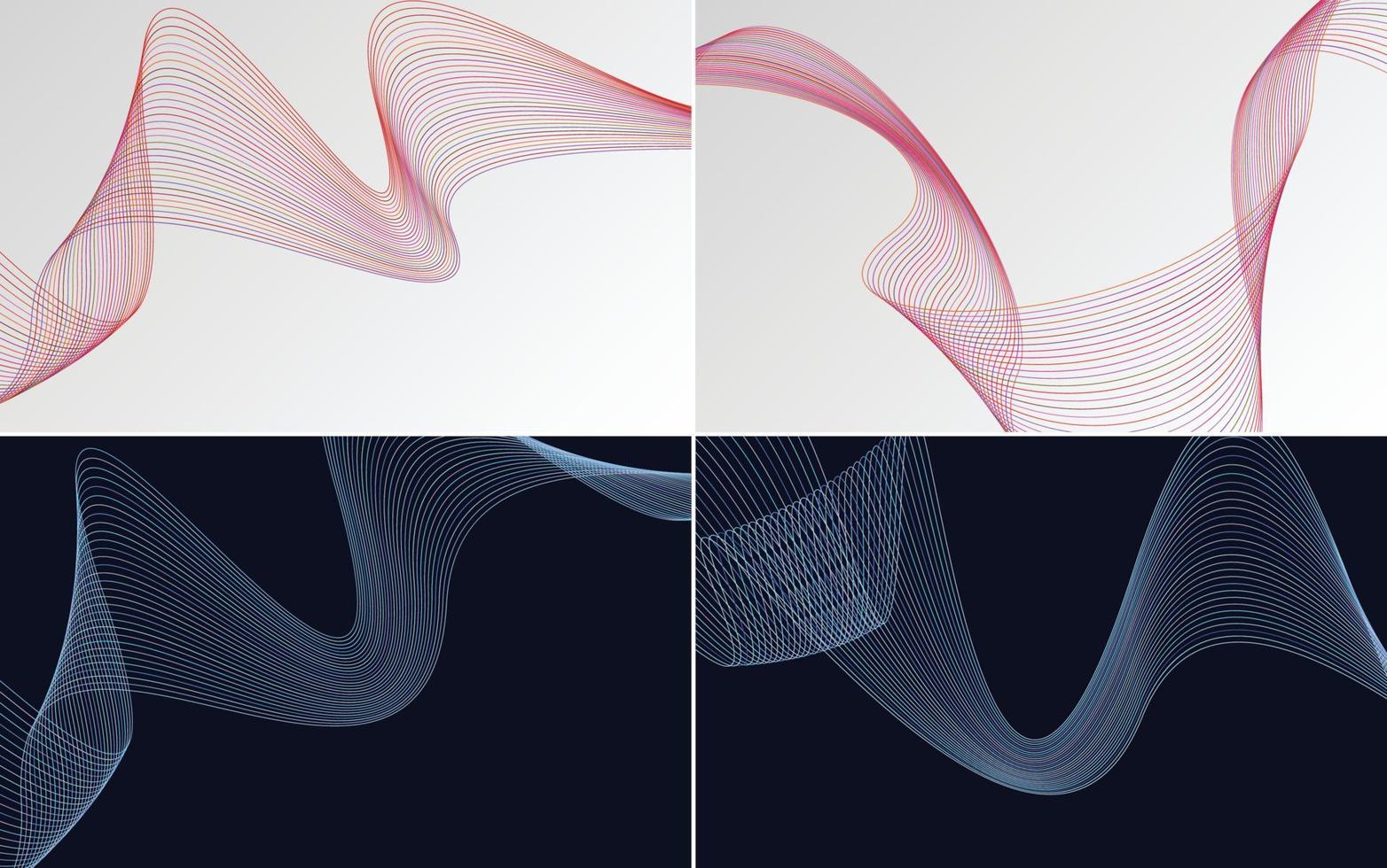 Create a modern look with this set of 4 vector wave backgrounds