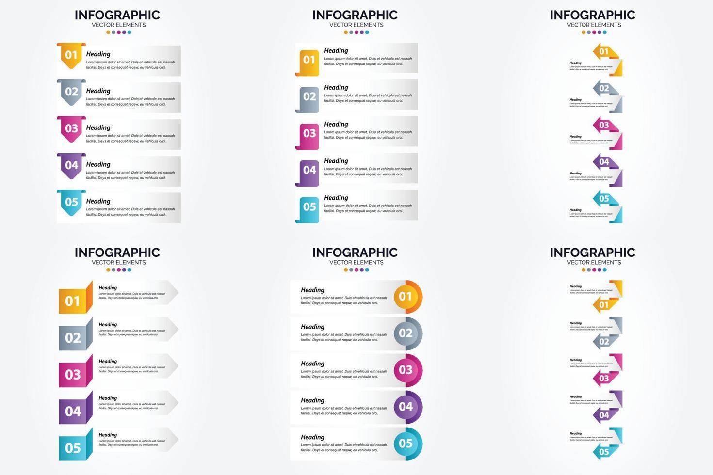 Use this vector infographics set to make your advertising in brochures. flyers. and magazines more effective.
