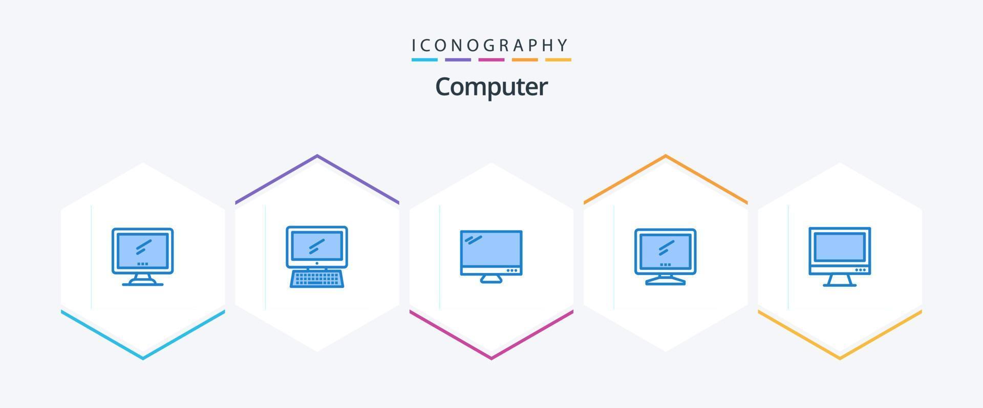 paquete de 25 íconos azules de computadora que incluye . vector