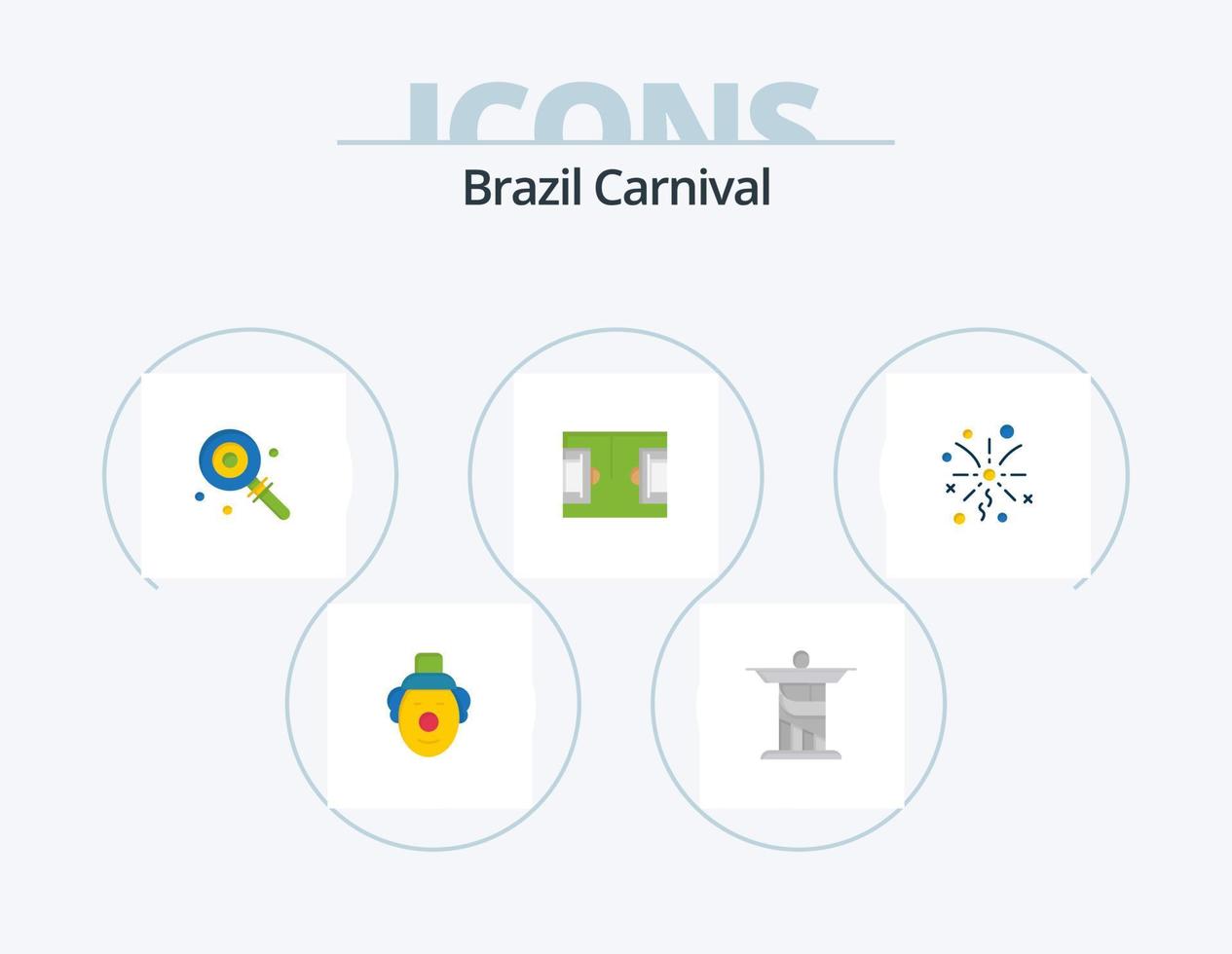 brasil carnaval flat icon pack 5 diseño de iconos. paleta dulce. Cristo. celebracion. brasileño vector