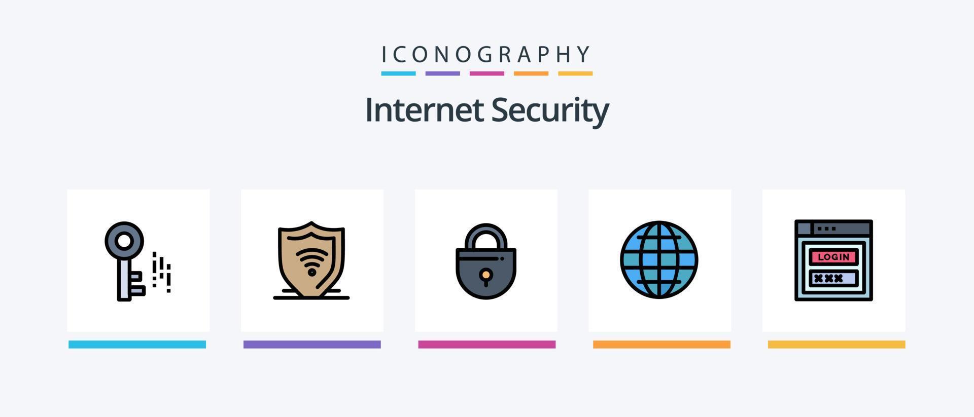 Internet Security Line Filled 5 Icon Pack Including . security. internet. internet. locked. Creative Icons Design vector
