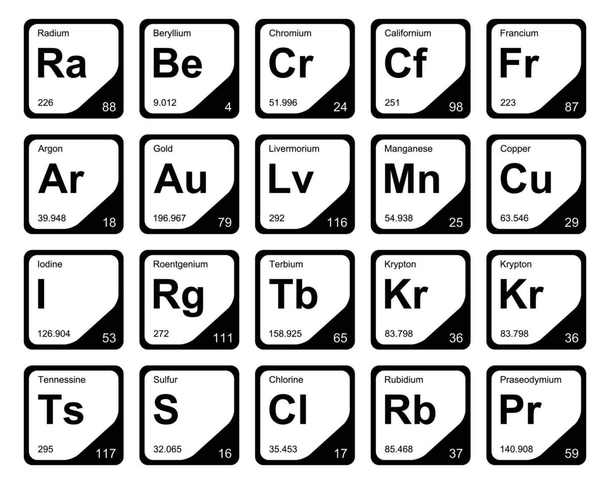 20 Preiodic table of the elements Icon Pack Design vector