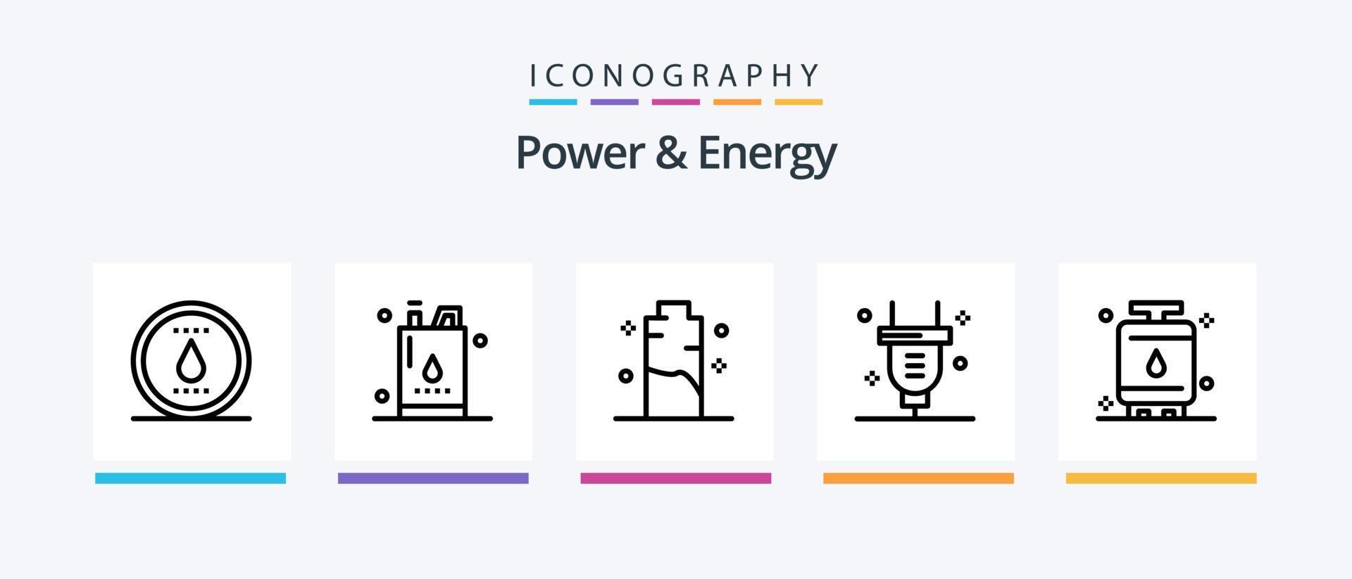 Power And Energy Line 5 Icon Pack Including molecule. atom. electricity. power. charging. Creative Icons Design vector