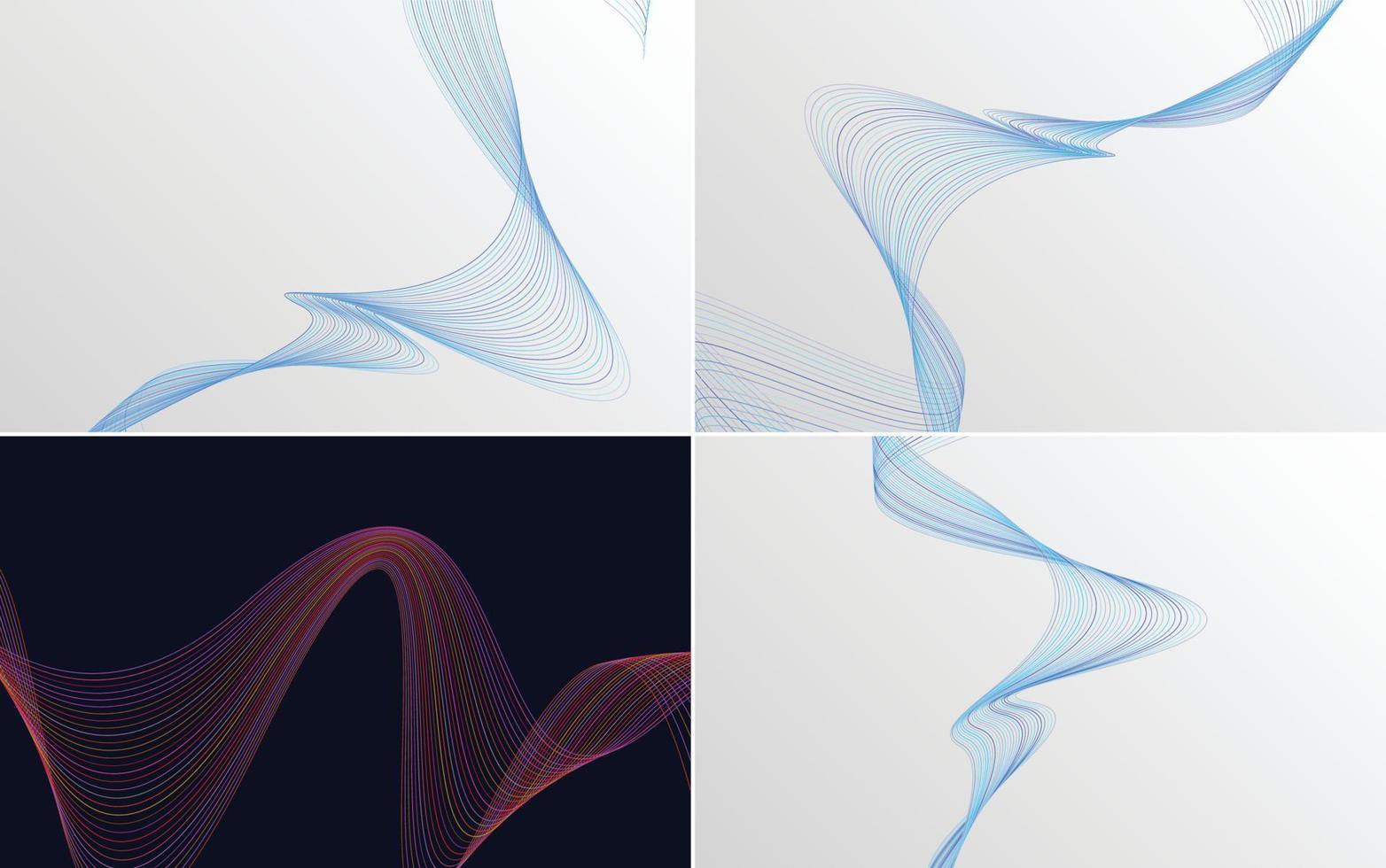 Modern wave curve abstract vector background pack for a unique and creative design