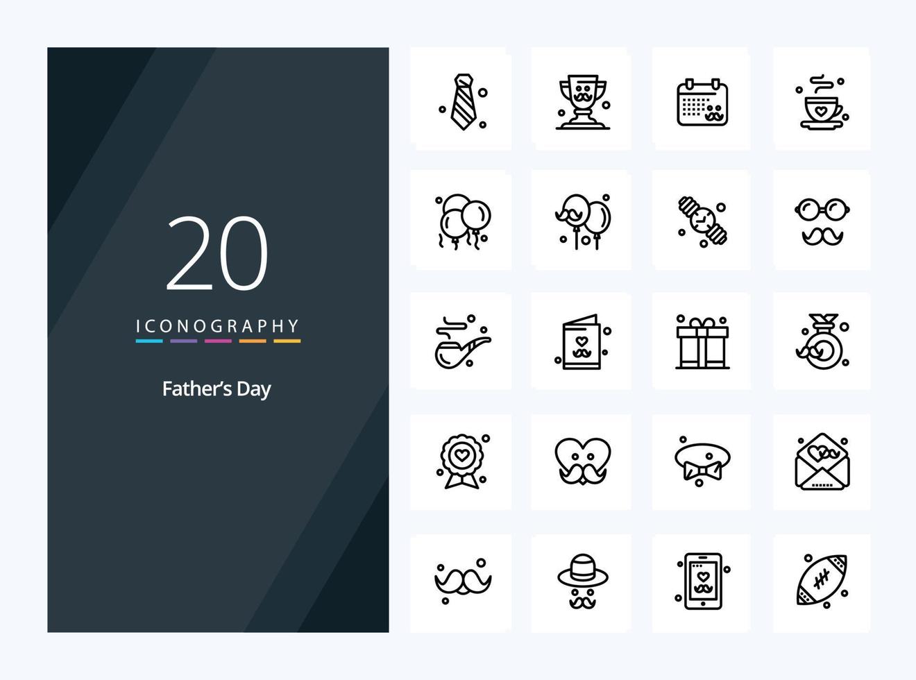 20 Fathers Day Outline icon for presentation vector