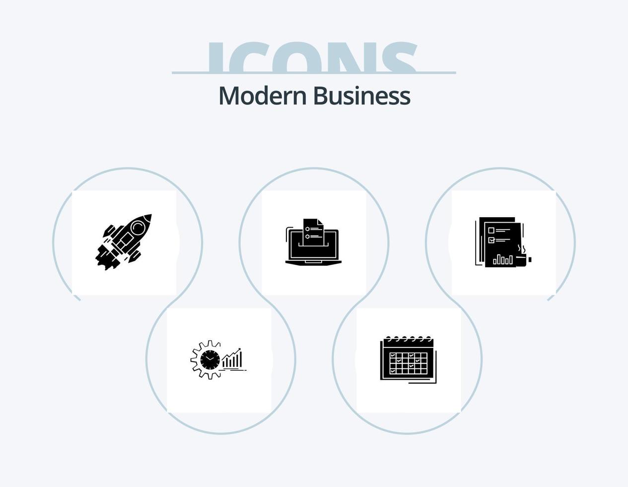 Modern Business Glyph Icon Pack 5 Icon Design. launch. business. business. startup. schedule vector