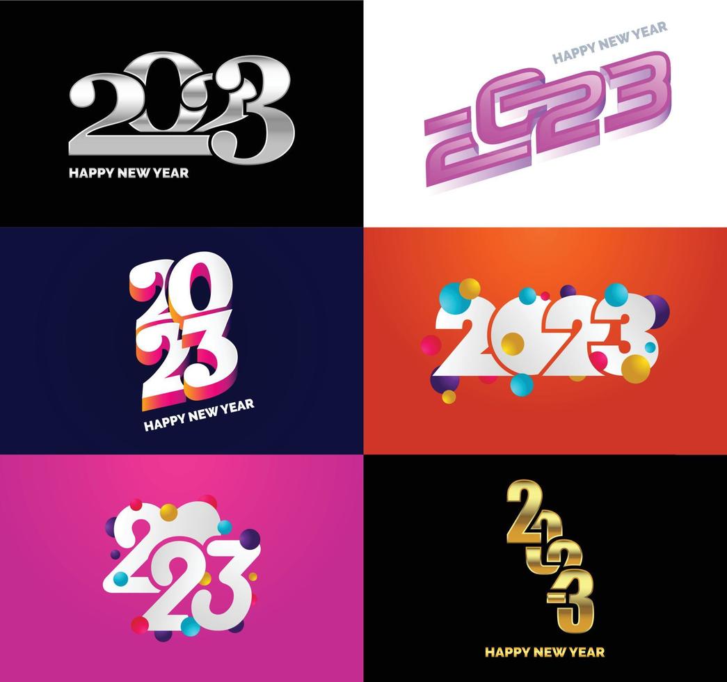 Big Set of 2023 Happy New Year logo text design 2023 number design template vector