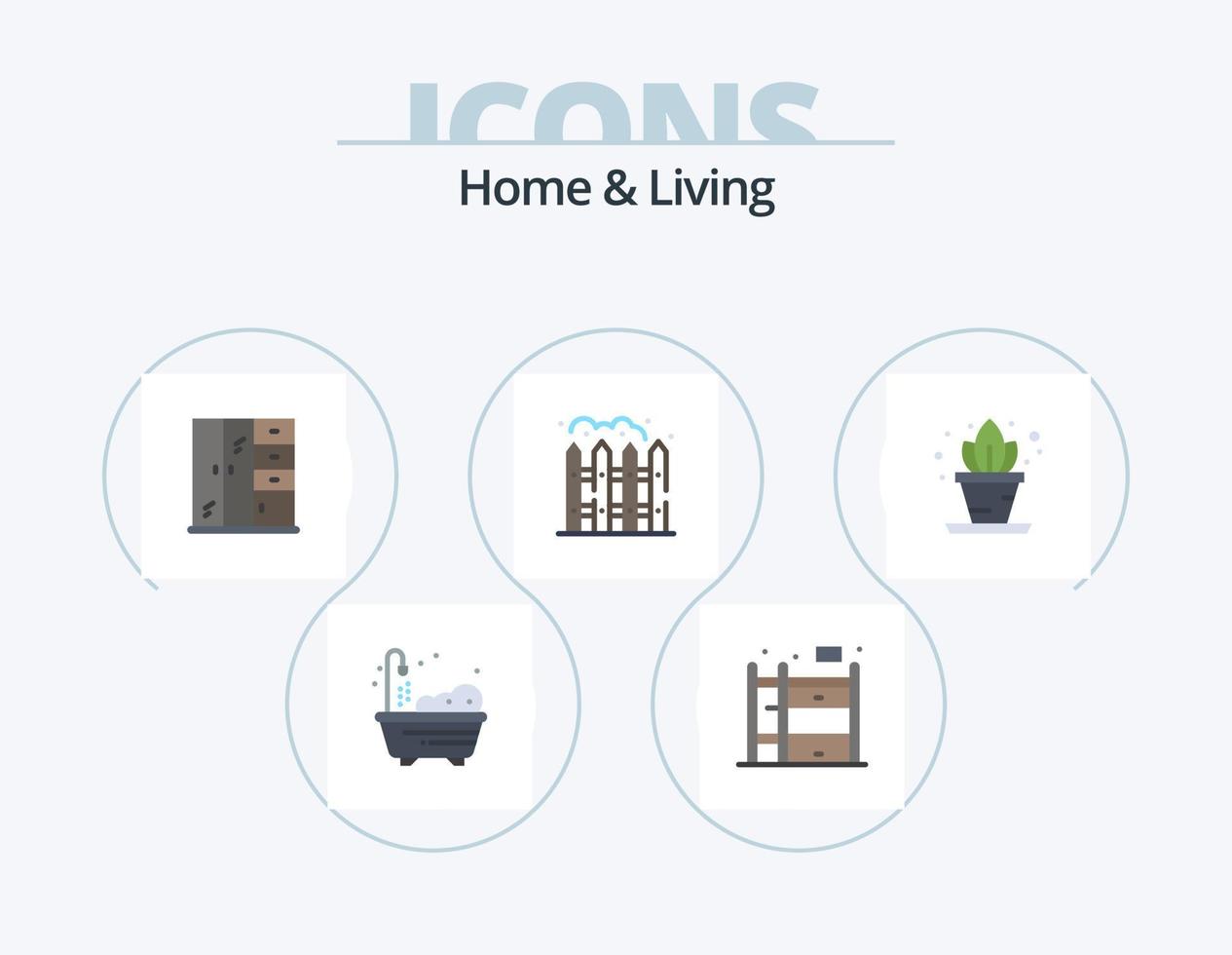 Home And Living Flat Icon Pack 5 Icon Design. . . cabinet. shelf. home vector