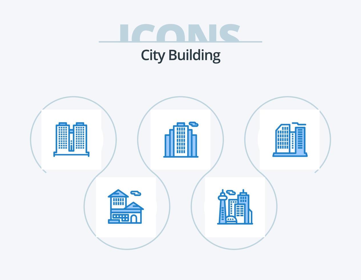 City Building Blue Icon Pack 5 Icon Design. real. building. building. real. building vector