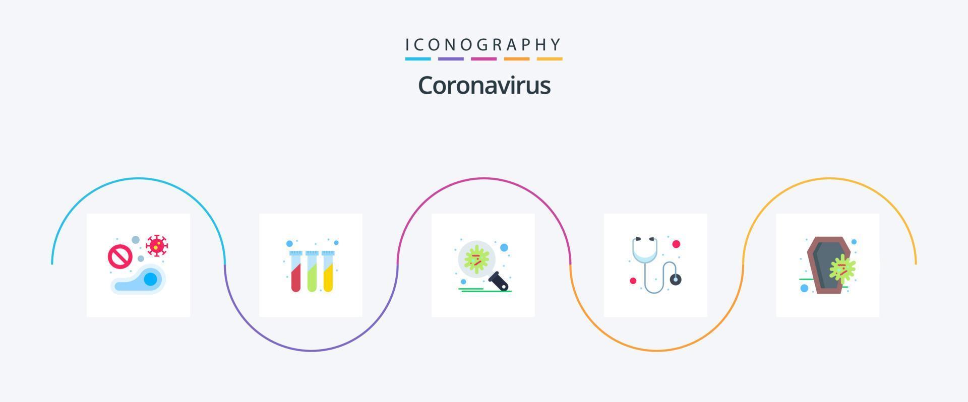 Coronavirus Flat 5 Icon Pack Including coffin. medical. test tubes. healthcare. security vector