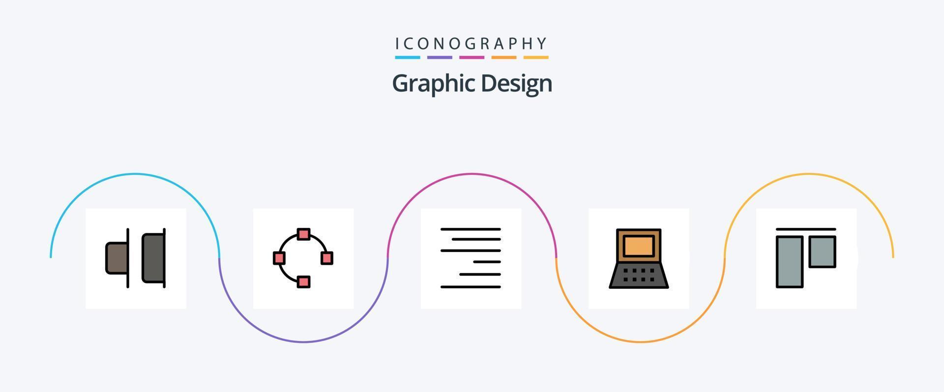 paquete de iconos de 5 planos llenos de línea de diseño que incluye . texto. vertical. alinear vector