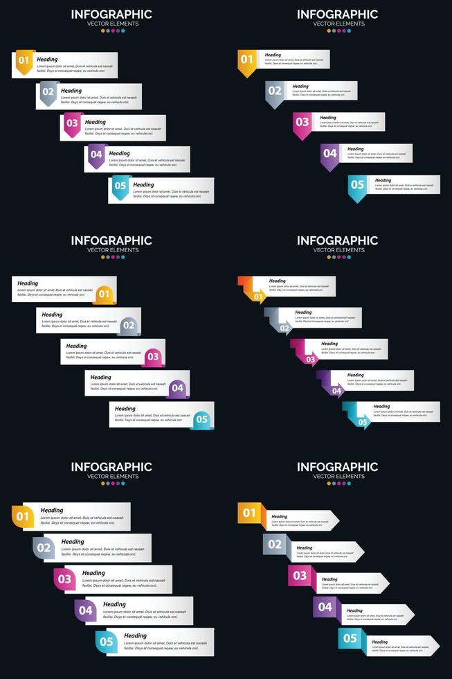 ilustrar ideas complejas con seis infografías vectoriales y diagramas de ciclo vector