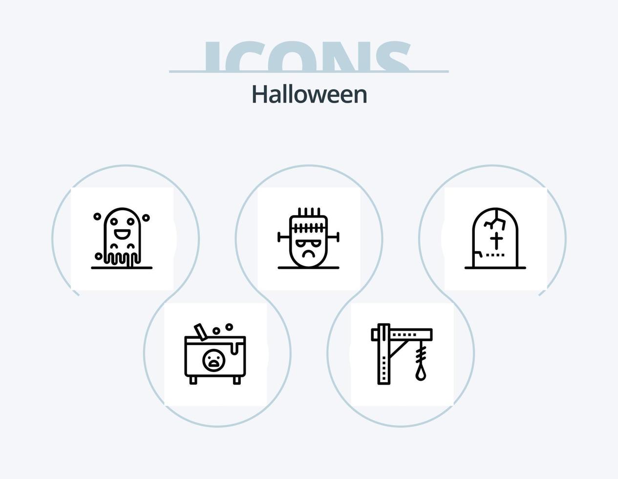 paquete de iconos de línea de Halloween 5 diseño de iconos. noche. murciélagos collar. murciélago. calabaza vector