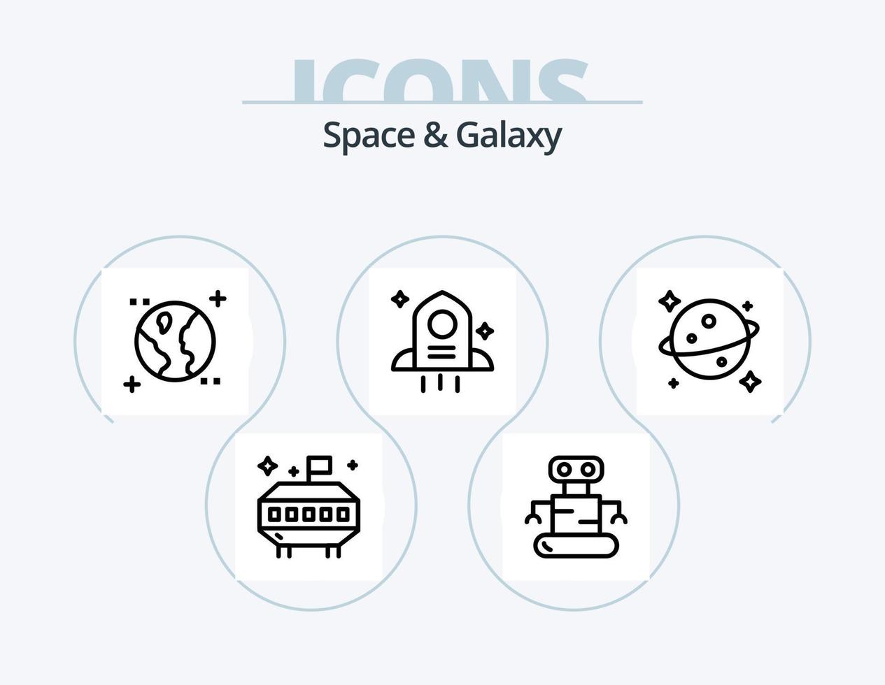 Space And Galaxy Line Icon Pack 5 Icon Design. space. astronomy. astronaut. space. board vector