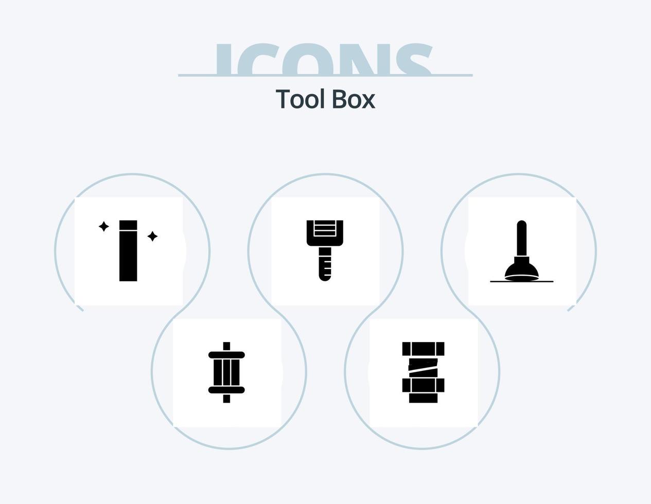 Tools Glyph Icon Pack 5 Icon Design. . toilet. wand. plunger. peeler vector