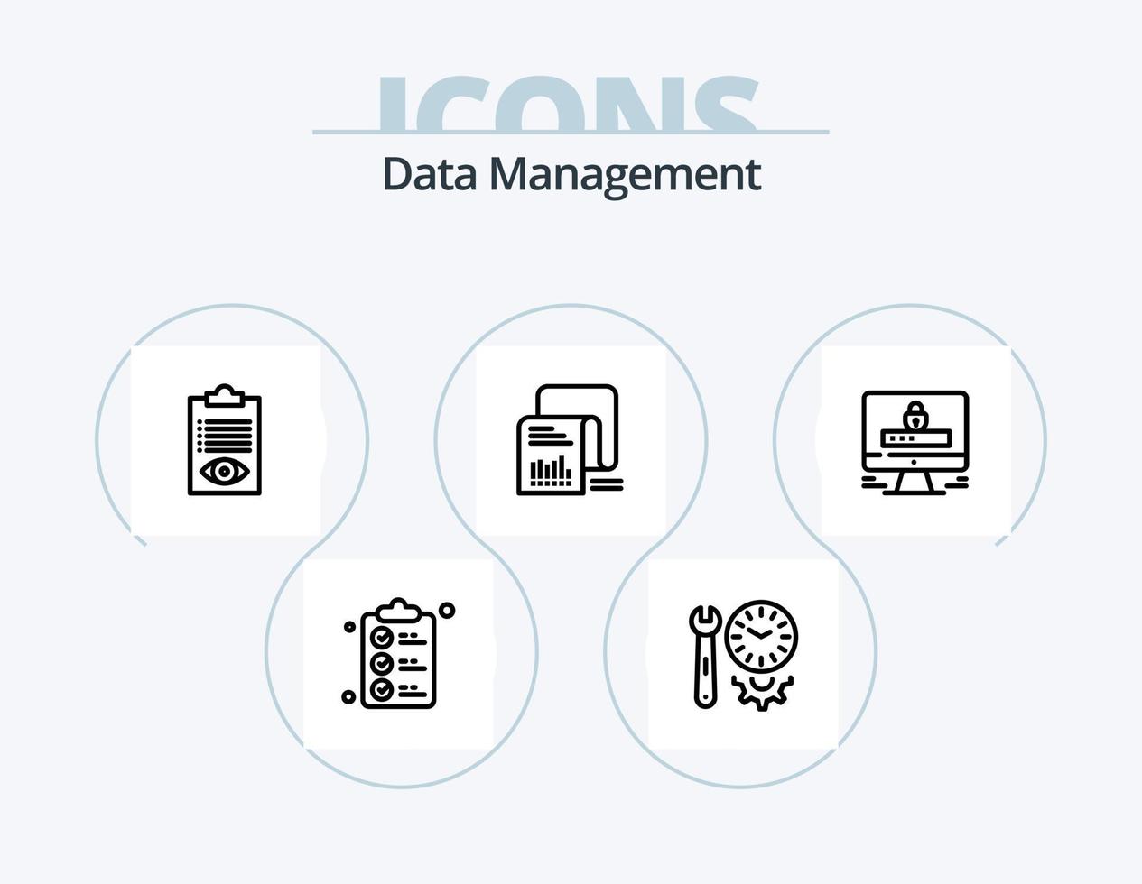 Data Management Line Icon Pack 5 Icon Design. server. file. folder. document. zip vector
