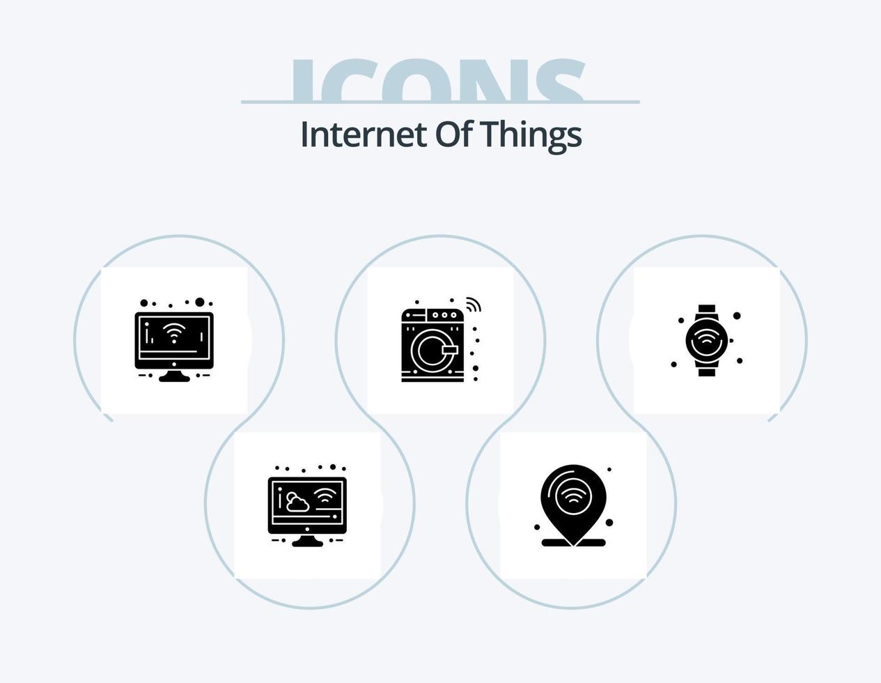 Internet Of Things Glyph Icon Pack 5 Icon Design. internet. washing. wifi. smart. control vector