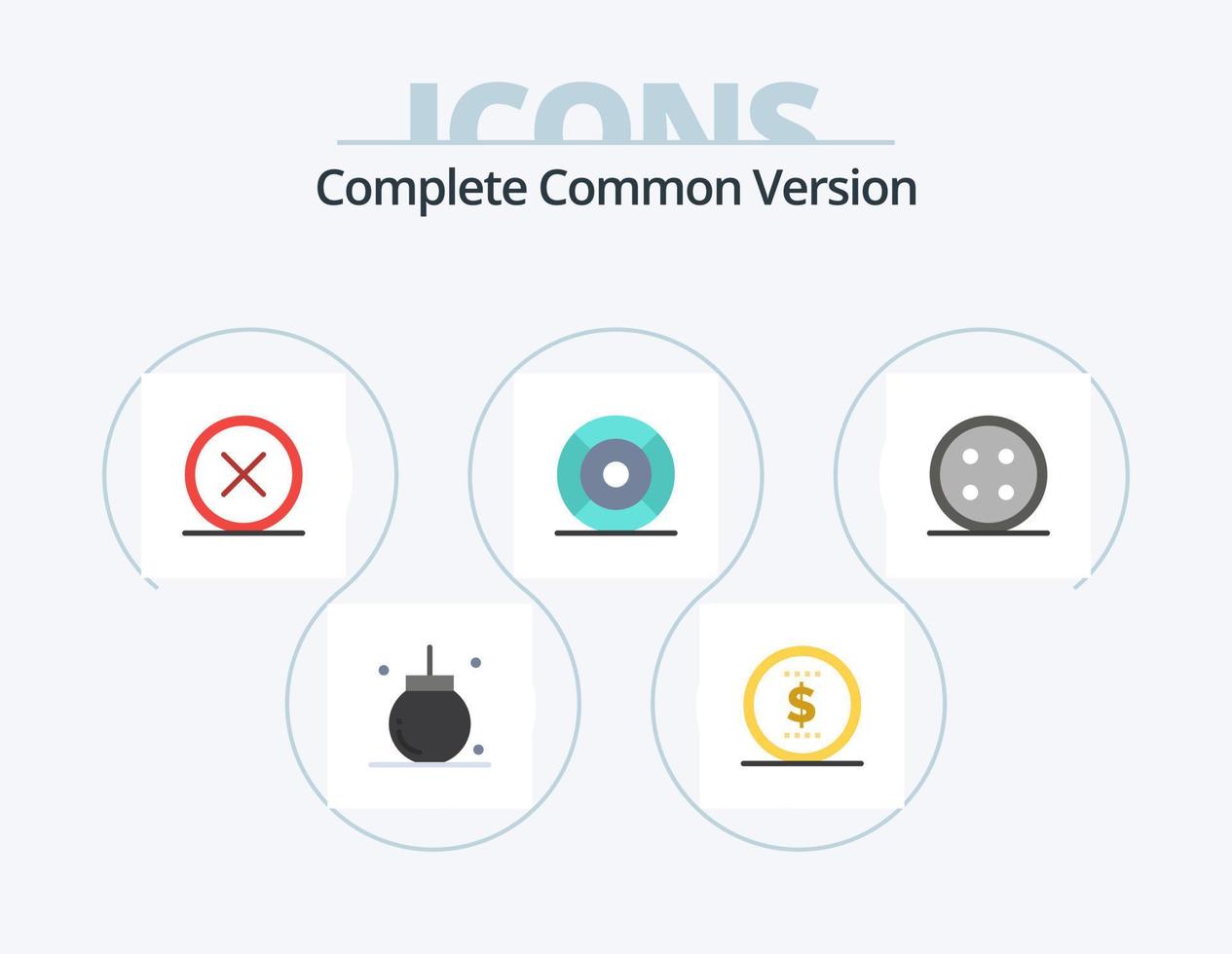 paquete de iconos planos de versión común completa 5 diseño de iconos. ux. ayuda. círculo. básico. eliminar vector