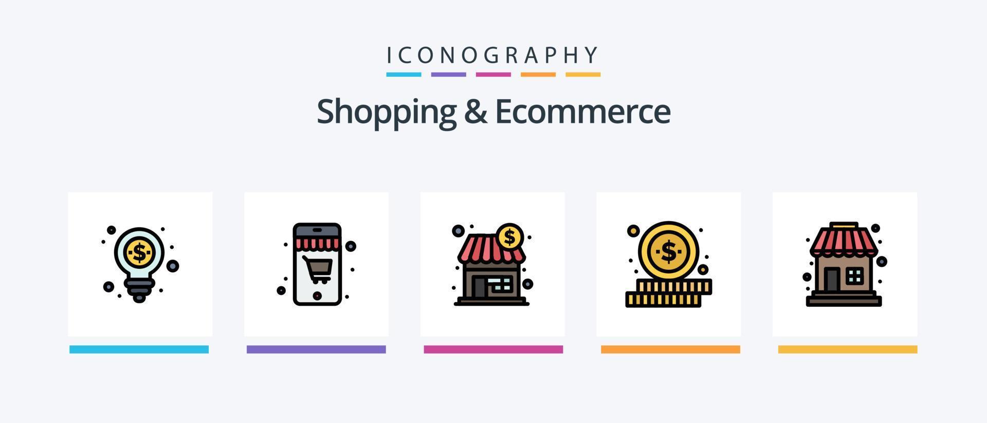 Shopping and Ecommerce Line Filled 5 Icon Pack Including online. shopping. item list. new. track list. Creative Icons Design vector