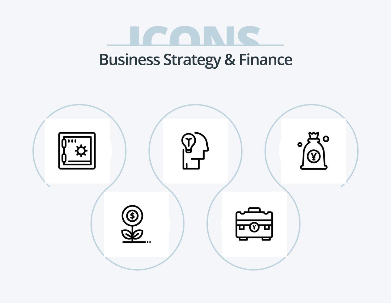Business Strategy And Finance Line Icon Pack 5 Icon Design. document. money. money. file. safe vector