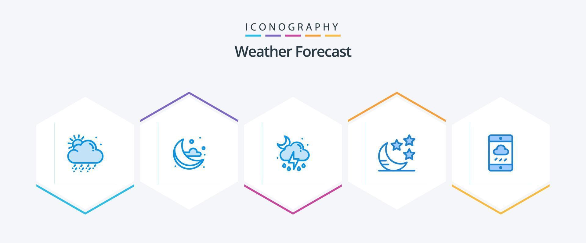 Weather 25 Blue icon pack including . weather. moon. cloud. night vector