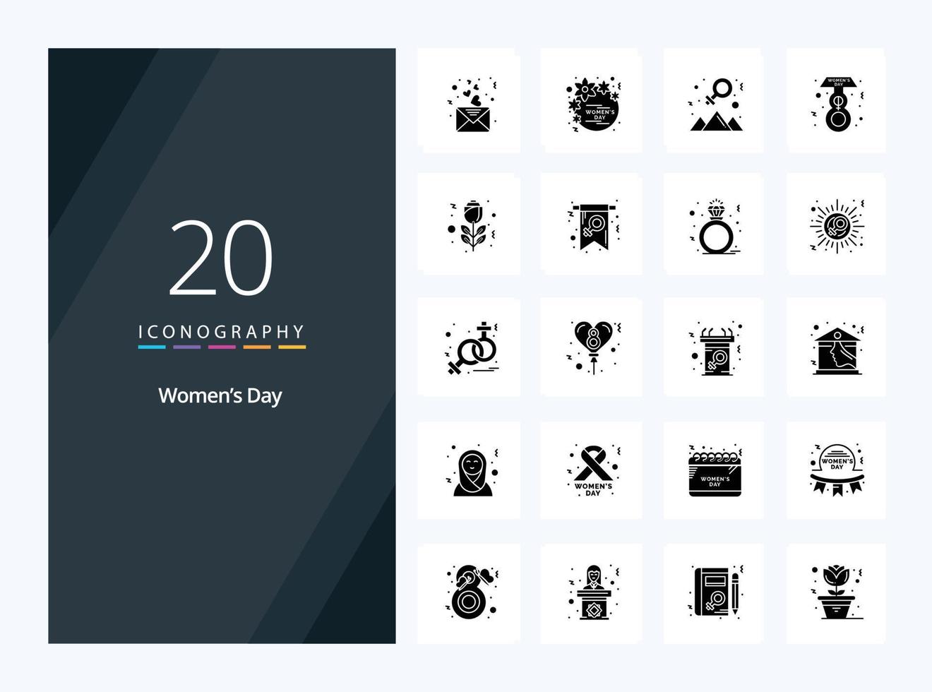 20 Womens Day Solid Glyph icon for presentation vector