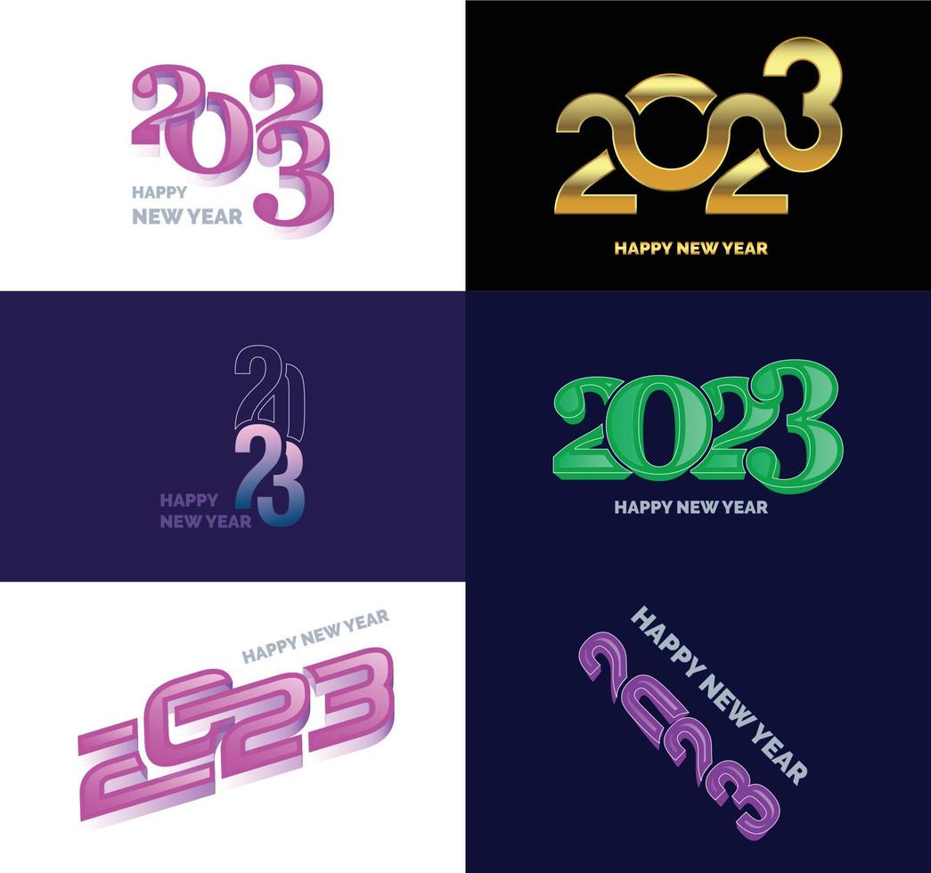 Big Collection of 2023 Happy New Year symbols Cover of business diary for 2023 with wishes vector