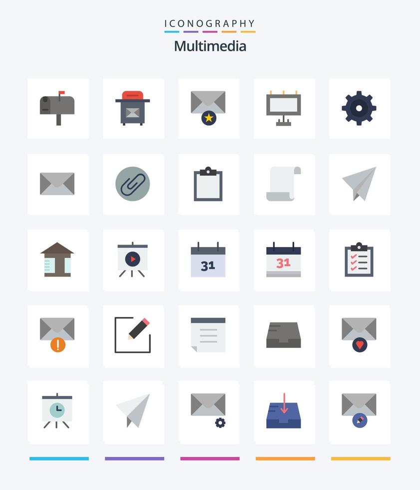 Creative Multimedia 25 Flat icon pack  Such As clipboard. clip. street. attachment. message vector