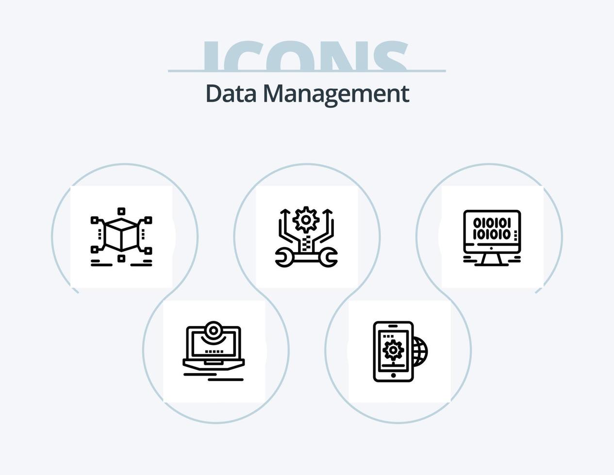 Data Management Line Icon Pack 5 Icon Design. profile. user. encryption. search. find vector