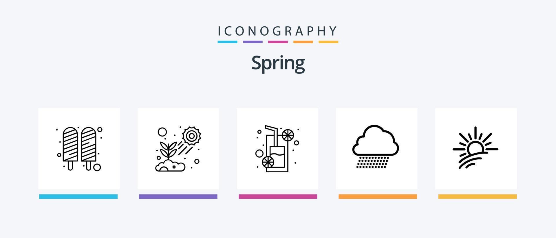 Spring Line 5 Icon Pack Including cloud. line. flowers. pot. cactus. Creative Icons Design vector