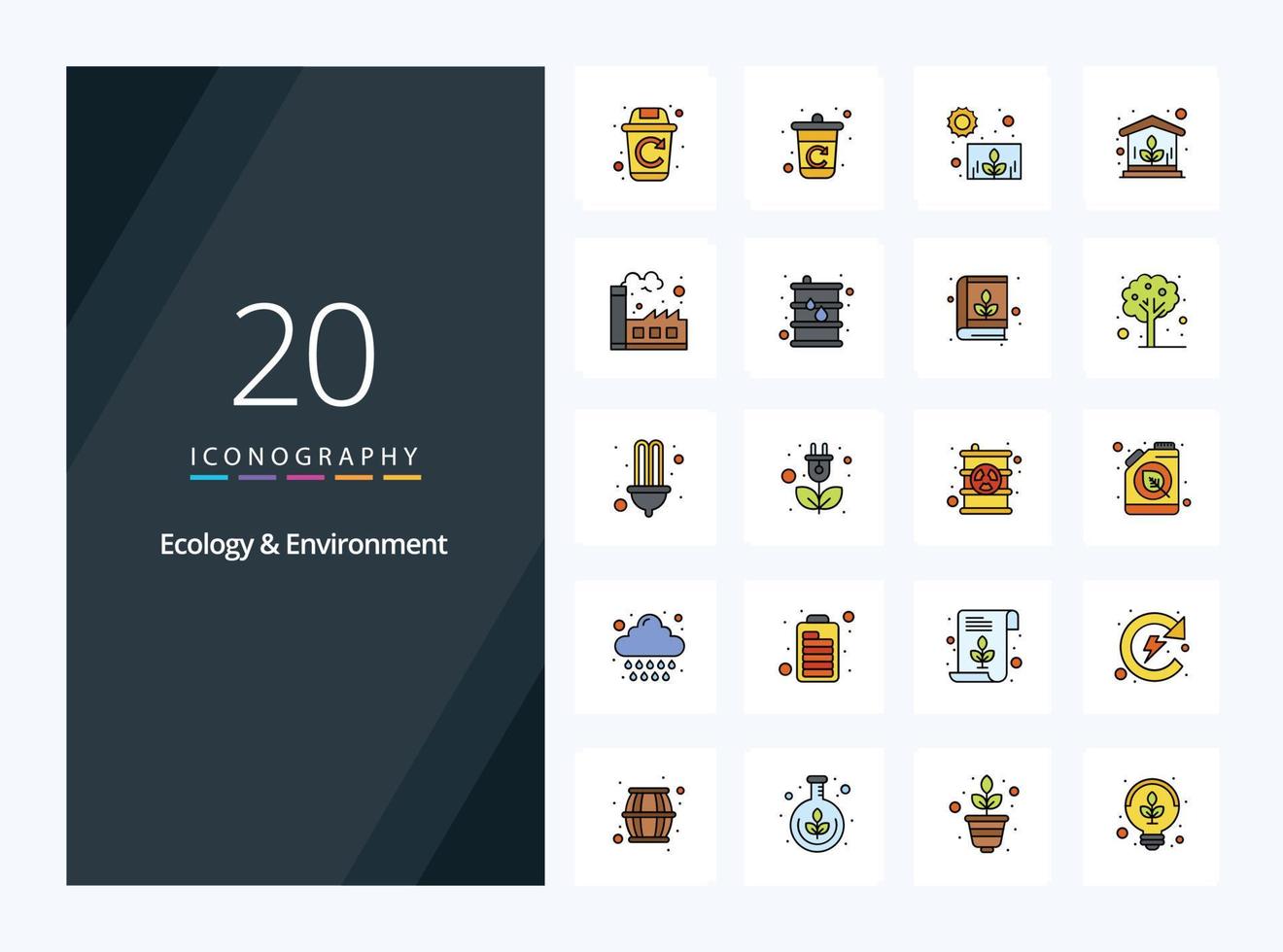 20 Ecology And Environment line Filled icon for presentation vector