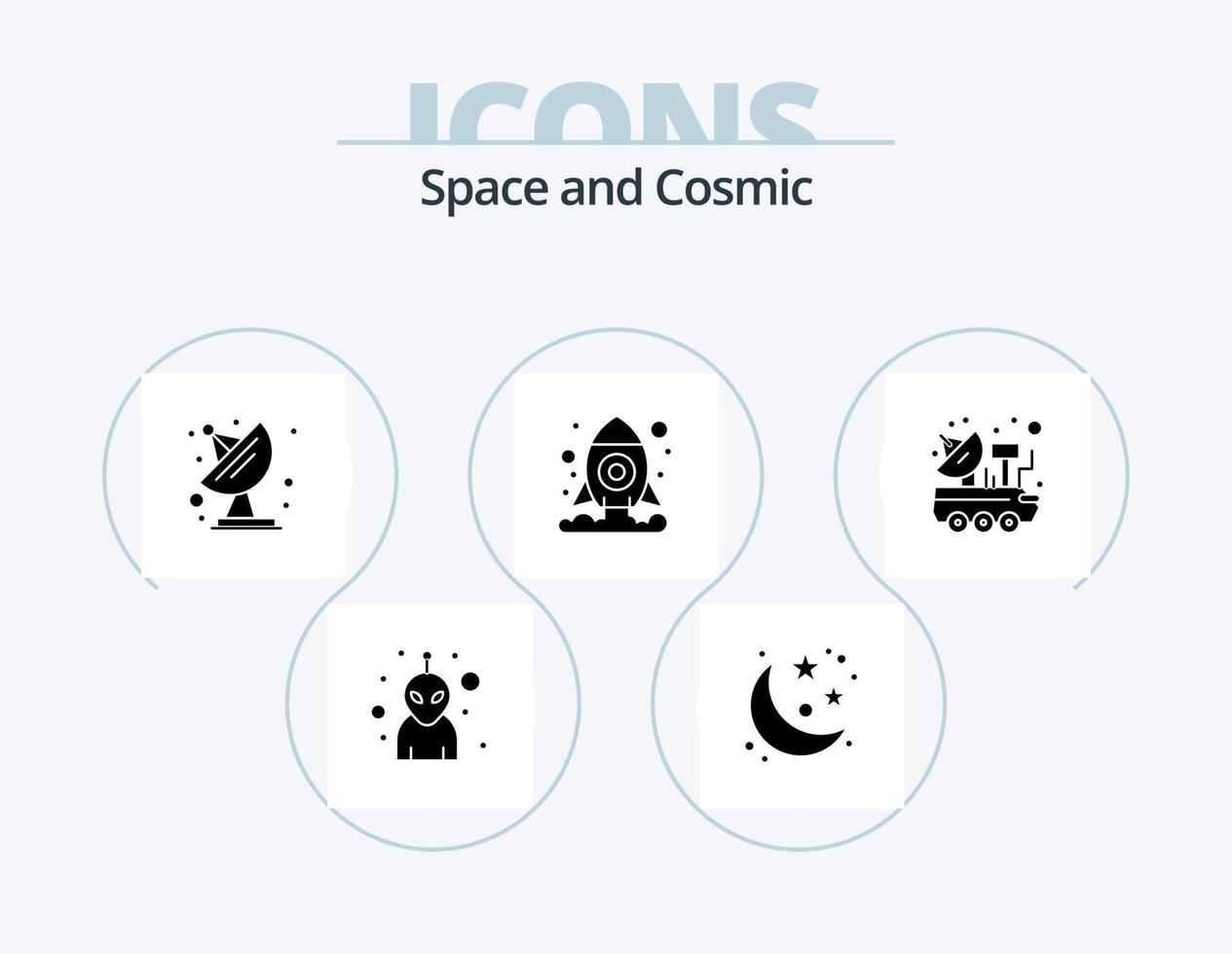 Space Glyph Icon Pack 5 Icon Design. space. science. communication. satellite. space vector