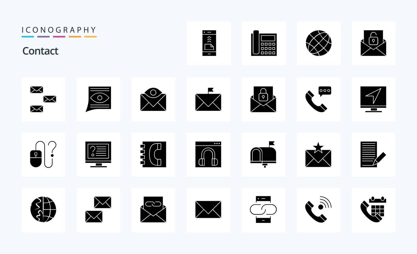 25 Contact Solid Glyph icon pack vector