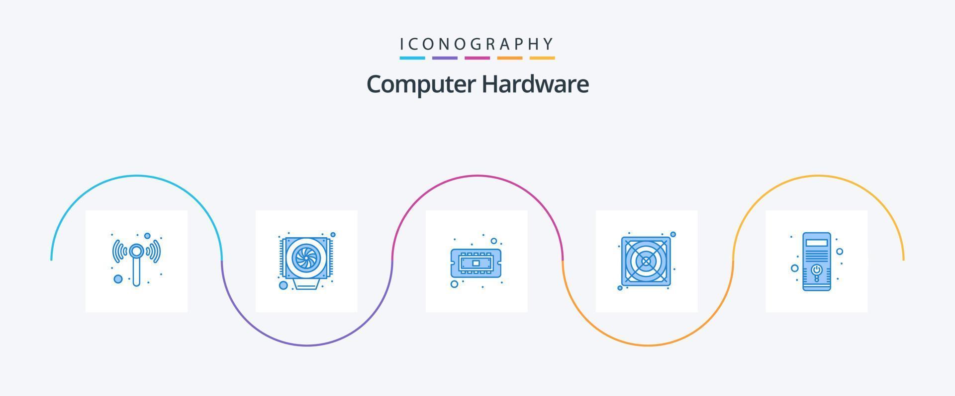 Computer Hardware Blue 5 Icon Pack Including . pc. cpu. hardware. supply vector