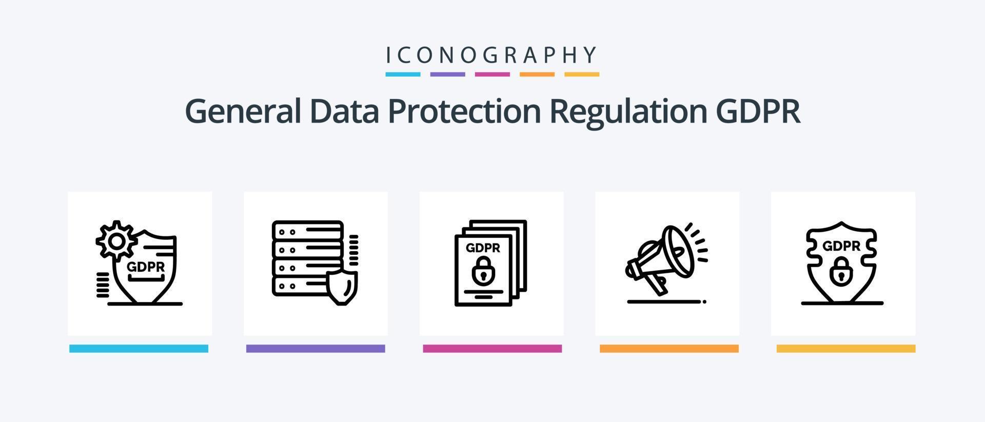Gdpr Line 5 Icon Pack Including security. alarm. terms. gdpr. protect. Creative Icons Design vector