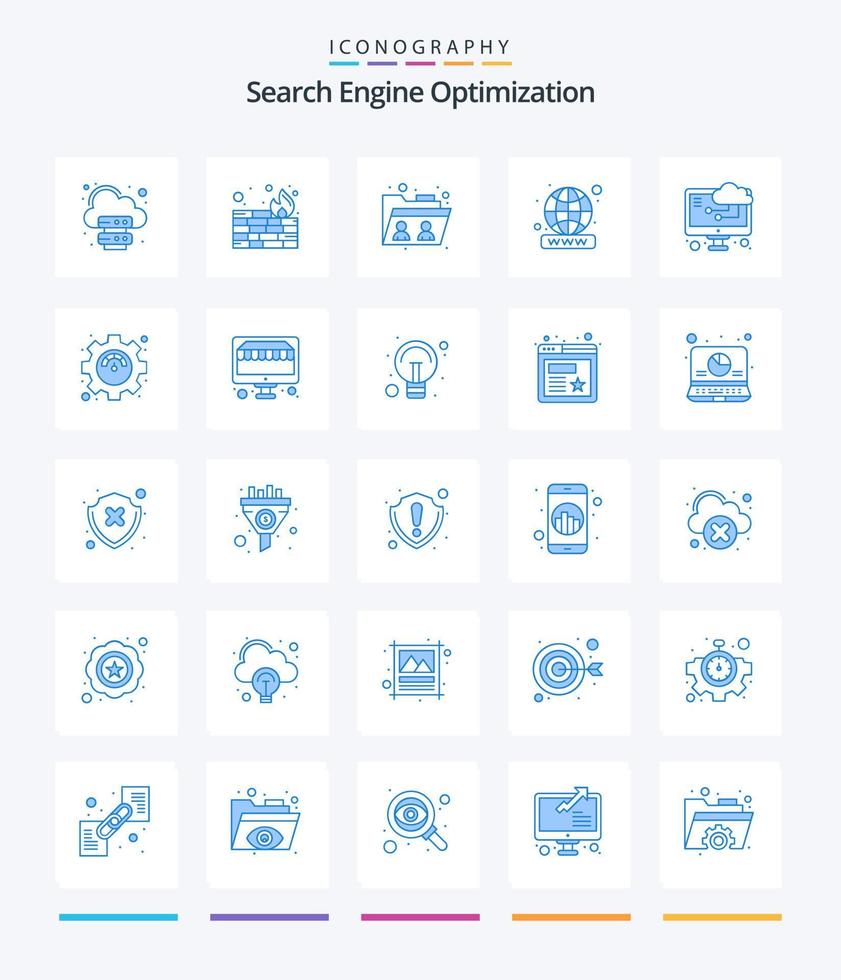 Creative Seo 25 Blue icon pack  Such As productivity. cloud computing. sharing. cloud. website vector