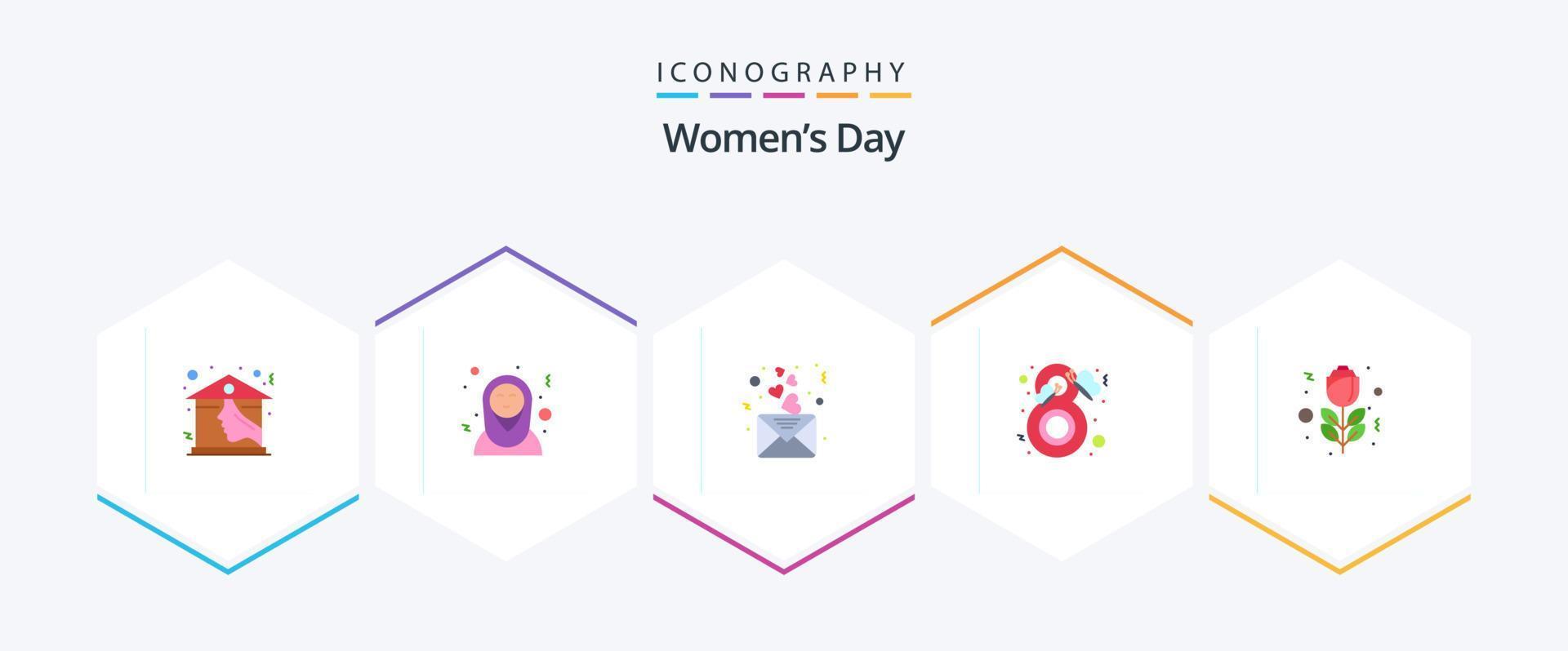 Womens Day 25 Flat icon pack including woman. butterfly. butterfly. mail vector