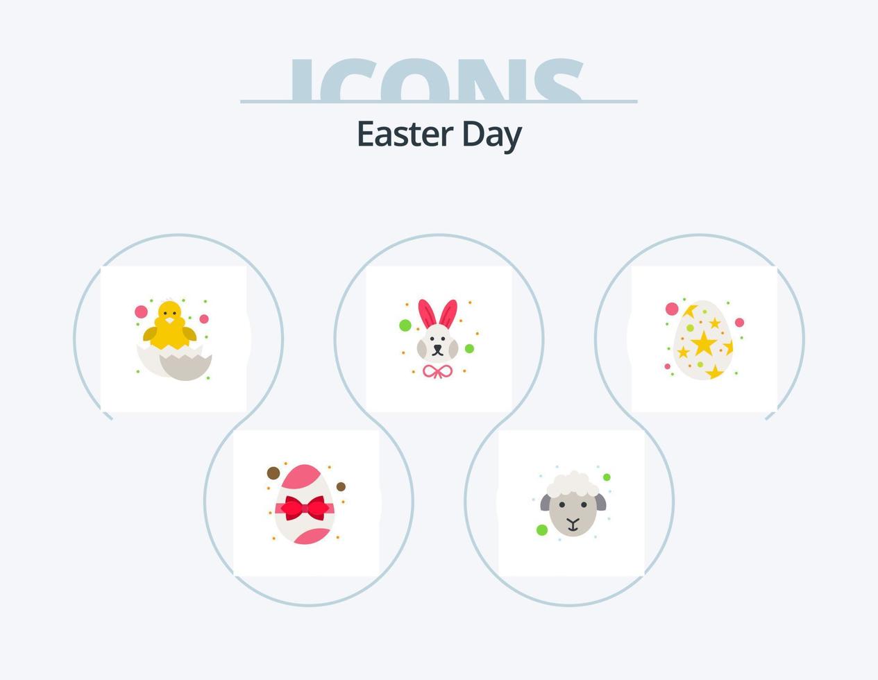 paquete de iconos planos de pascua 5 diseño de iconos. huevo. rostro. bebé. conejo. animal vector
