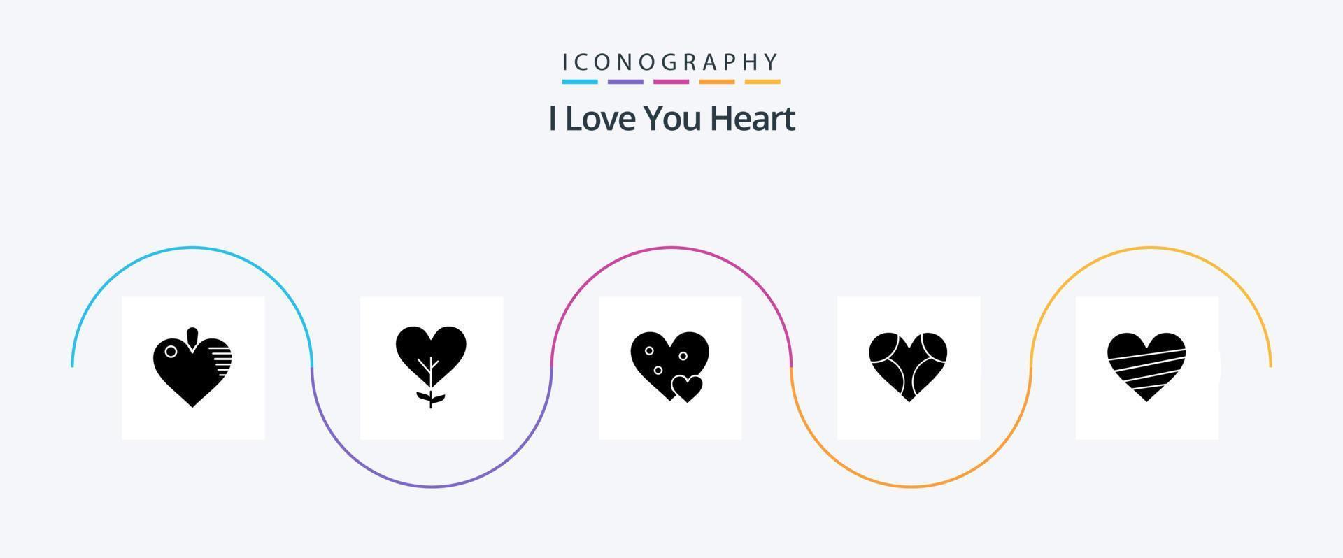paquete de iconos de glifo de corazón 5 que incluye romántico. favorito. corazón. amar. pequeño vector