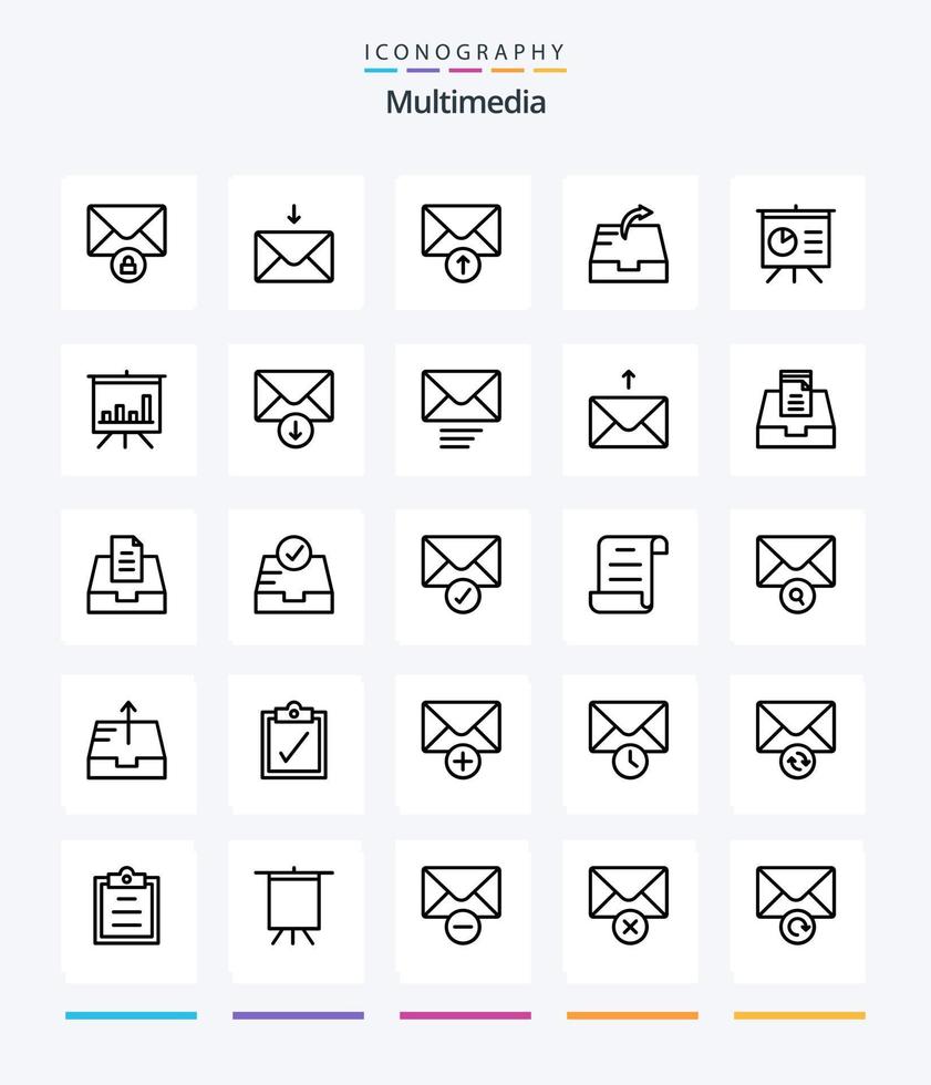 Creative Multimedia 25 OutLine icon pack  Such As mailbox. inbox. send. send. mail vector