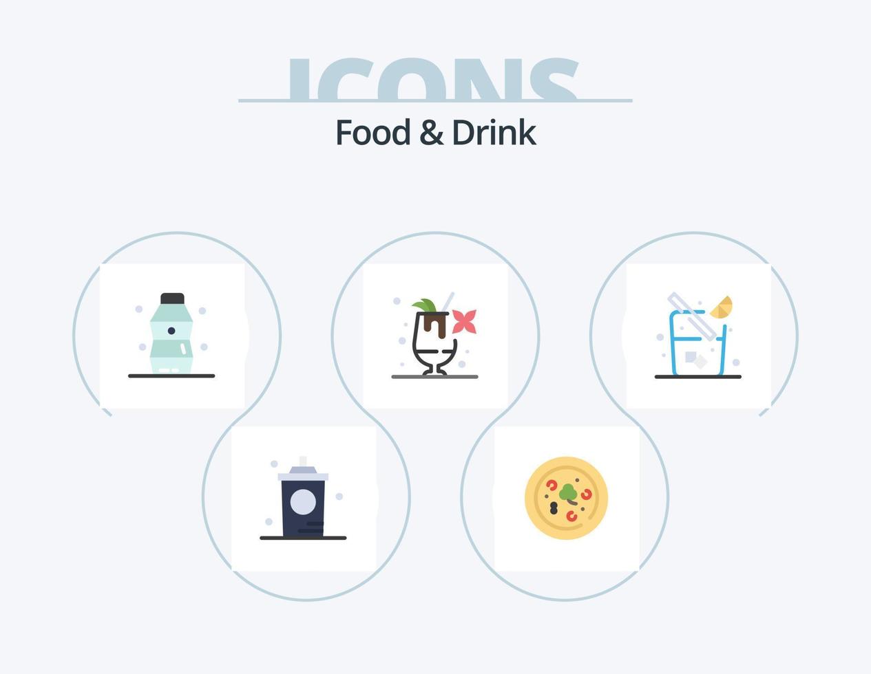 Food And Drink Flat Icon Pack 5 Icon Design. . food. cocktail. water vector