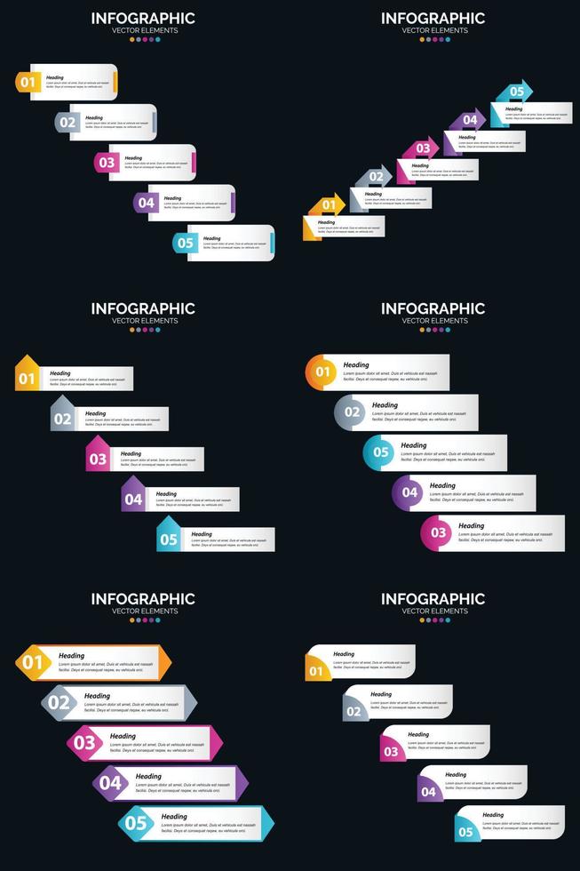 Add visual appeal to your business presentations with our Vector 6 Infographics Pack