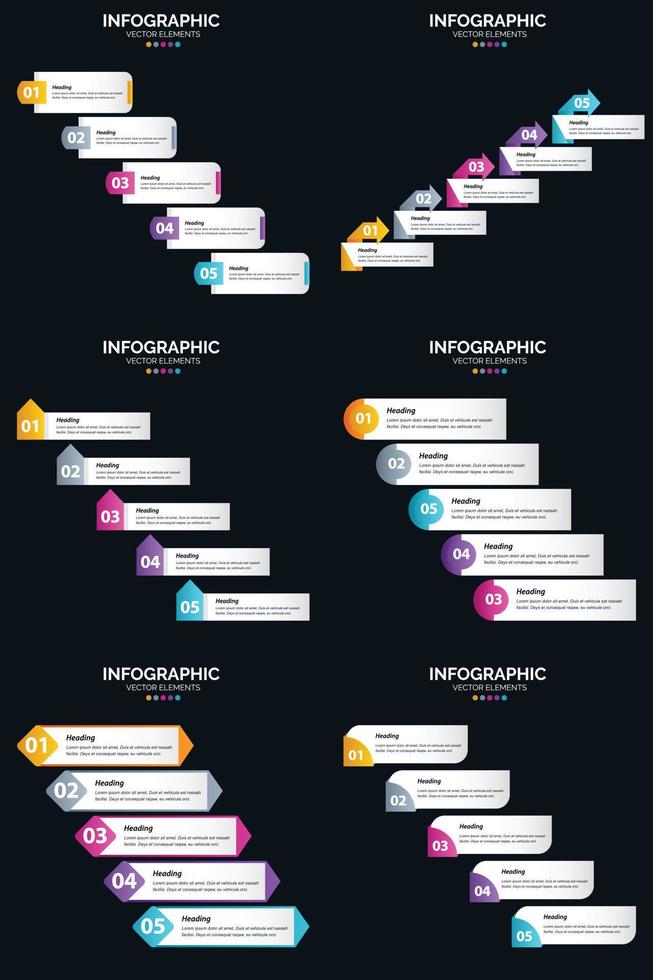 agregue un atractivo visual a sus presentaciones comerciales con nuestro paquete de infografías vectoriales 6 vector