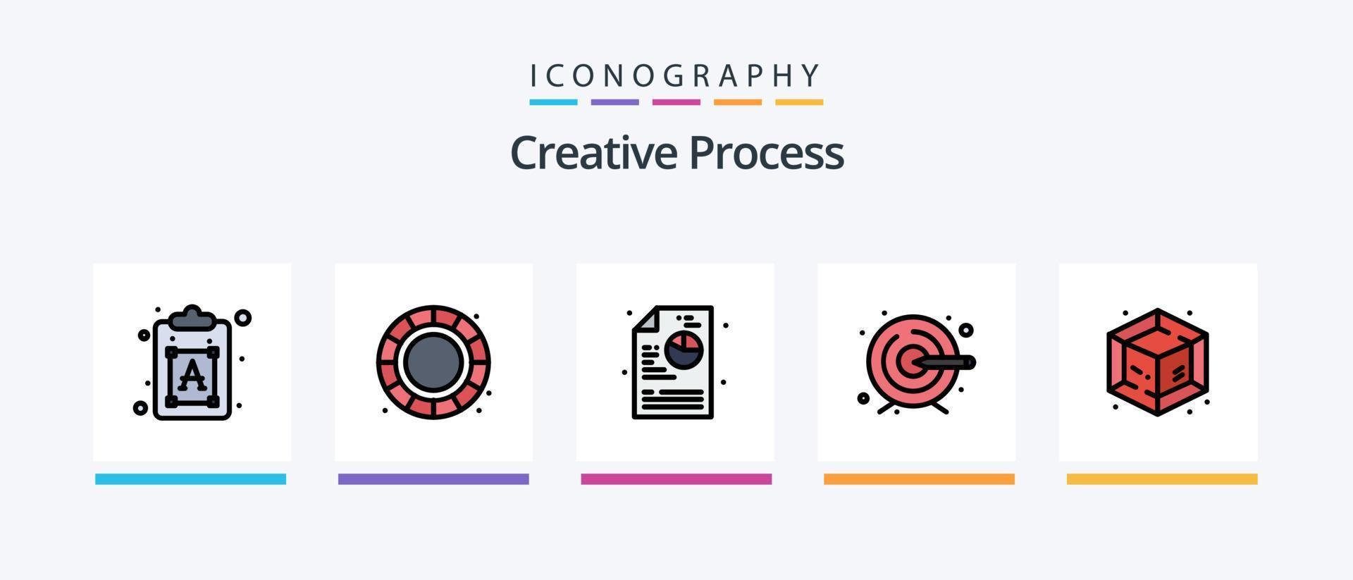 Creative Process Line Filled 5 Icon Pack Including . process. interface. creative. process. Creative Icons Design vector