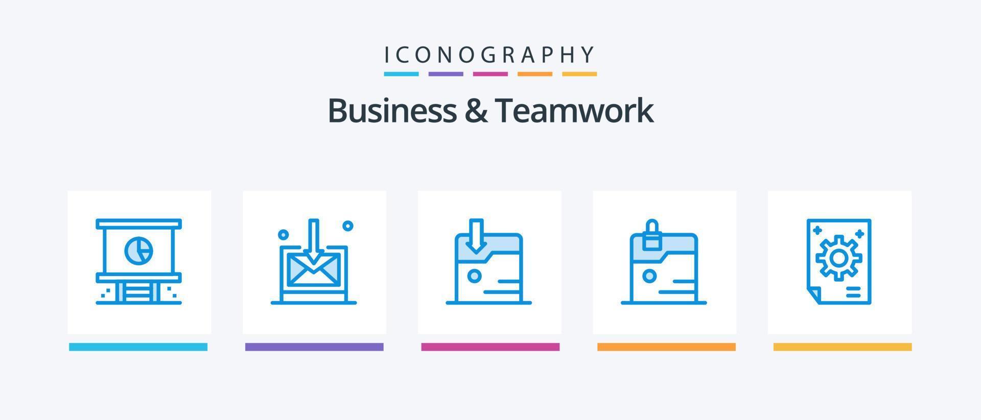Business And Teamwork Blue 5 Icon Pack Including . protection. data.. Creative Icons Design vector