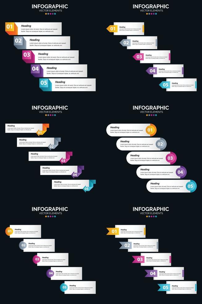 Enhance your presentation with Vector 6 Infographics Pack. including cycle diagrams and timelines
